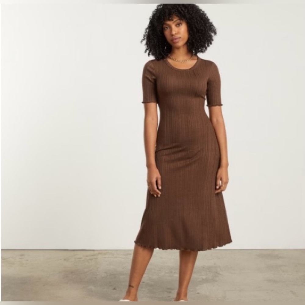 Everlane Chocolate Brown Midi Dress Size Women’s Small (S)